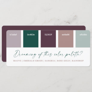 Emerald & Rose Gold Wedding Color Palette Card
