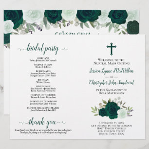 Emerald Roses DIY Fold Catholic Wedding Program