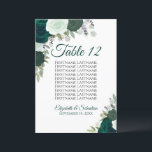 Emerald Roses Wedding Seating Chart Table Card<br><div class="desc">These elegant wedding table cards feature a rustic boho chic design with hand painted watercolor roses in shades of emerald green and sage.  The card includes a list of ten names so your guests will have an easy time finding the right table.</div>