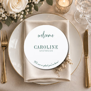 Emerald Round Tie Wedding Guest Place Menu Card
