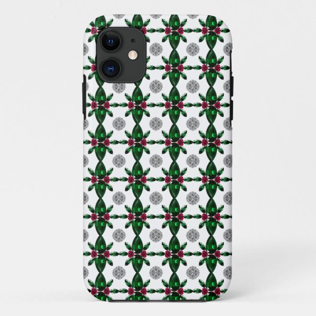 Emerald Ruby Diamond Gemstone Art Red Green Case-Mate iPhone Case (Back)