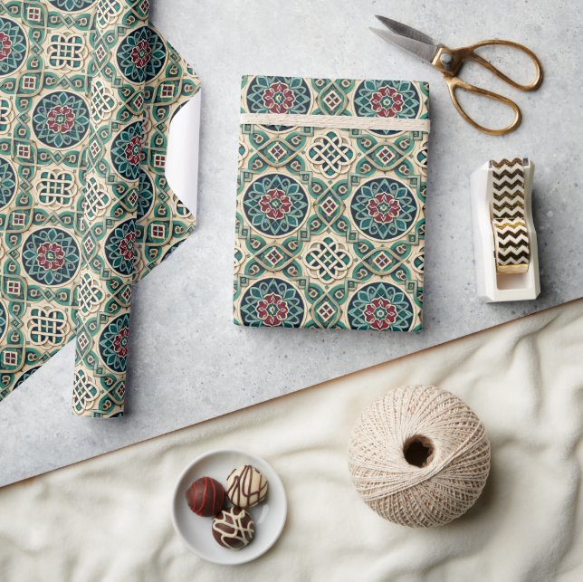 Emerald Ruby Sapphire Geometric Occasion Gift Wrap (Crafts)