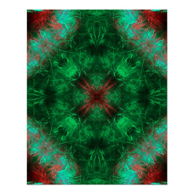 Emerald Sacred Geometry Fractal Art Poster (Front)