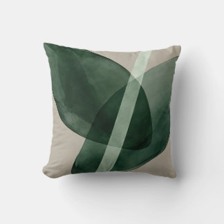Emerald Sage Translucent Leaf Abstract Throw Pillow