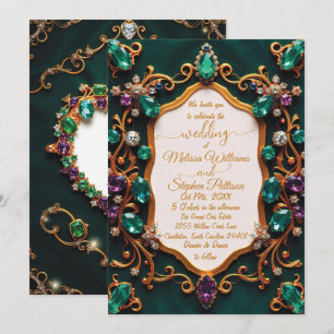 Emerald & Sapphire Luxury Wedding Invitation
