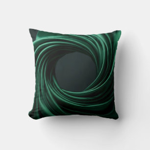 Emerald Satin Spiral Luxury Throw Pillow