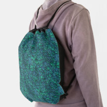 Emerald Scale Pattern Drawstring Backpack