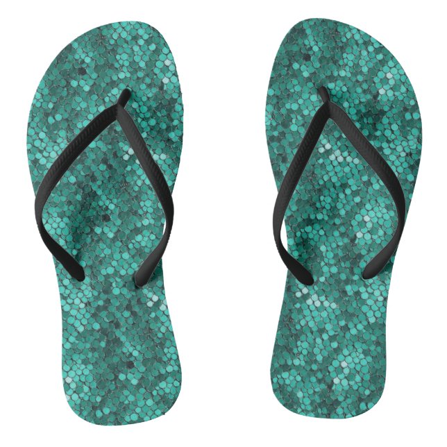 Emerald Scale Pattern Slim Strap Flip Flops (Footbed)