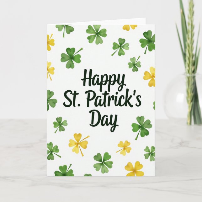 Emerald Script Happy St Patricks Card (Front)
