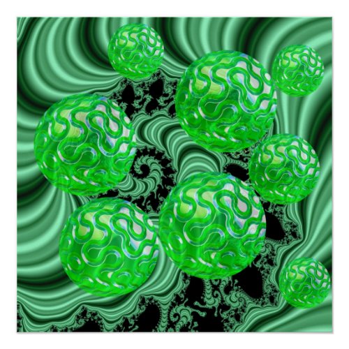 Emerald Sea Forest, Abstract Green Ocean Poster