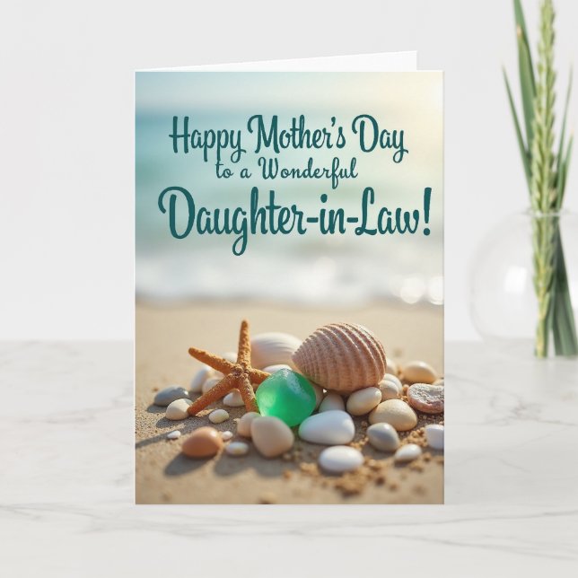 Emerald Sea Glass Moms Day Card (Front)