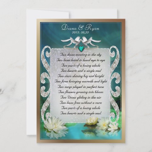 Emerald Sea Two Doves Poem Keepsake