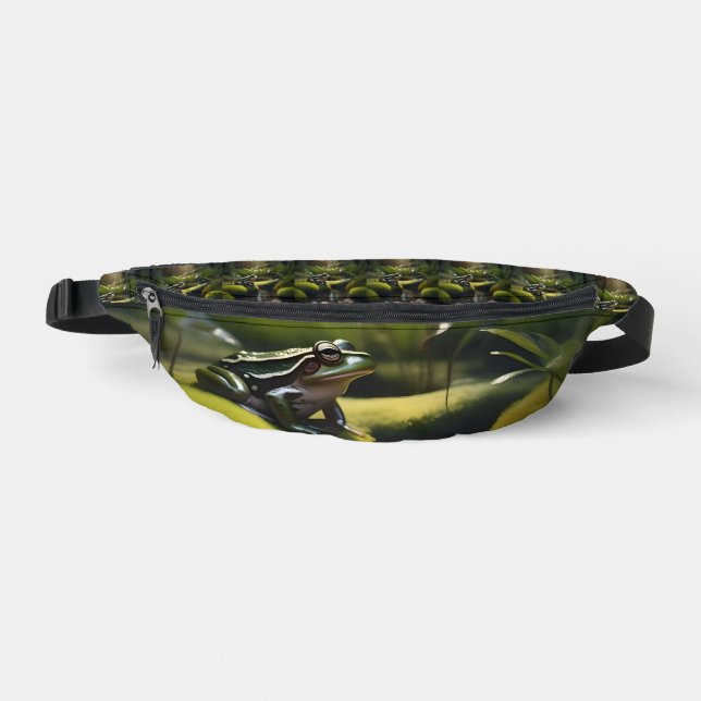 Emerald Serenity: A Green Frog by the River, Fanny Pack (Front)