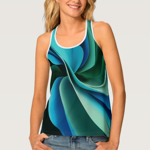 EMERALD SERENITY A SYMPHONY OF BLUES AND GREENS TANK TOP