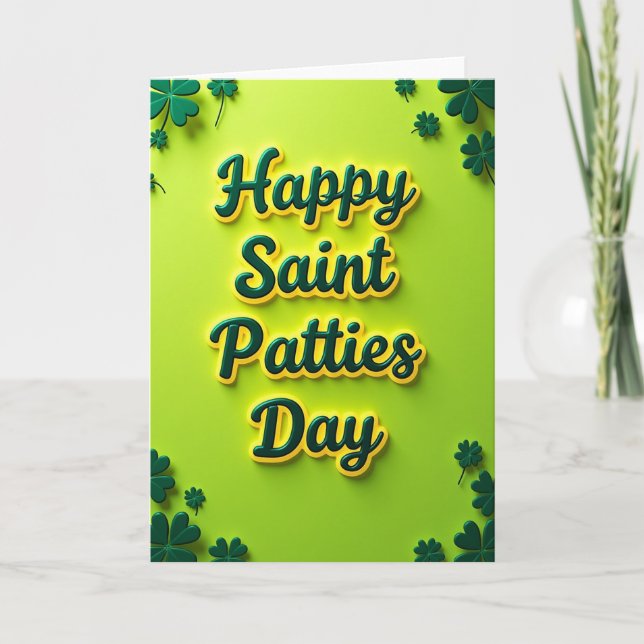 Emerald Shamrock Happy Day Card (Front)