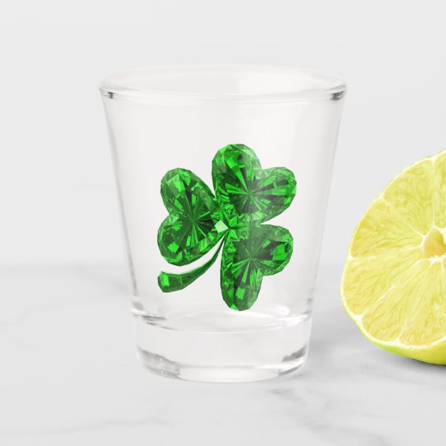 Emerald Shamrock Shot Glass (Front)