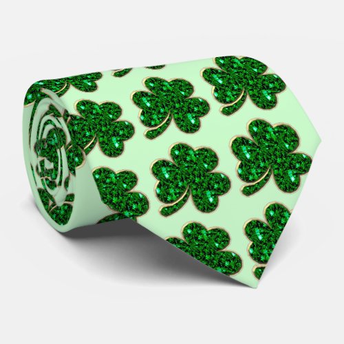 Emerald Shamrock St Patricks Day Tie