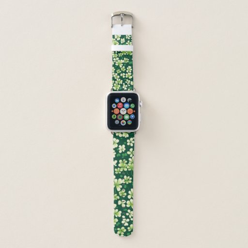 Emerald Shamrock Tapestry: Dark Green Delight Apple Watch Band