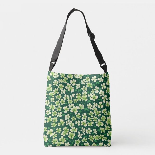 Emerald Shamrock Tapestry: Dark Green Delight Crossbody Bag (Back)