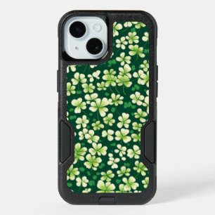 Emerald Shamrock Tapestry: Dark Green Delight iPhone 15 Case