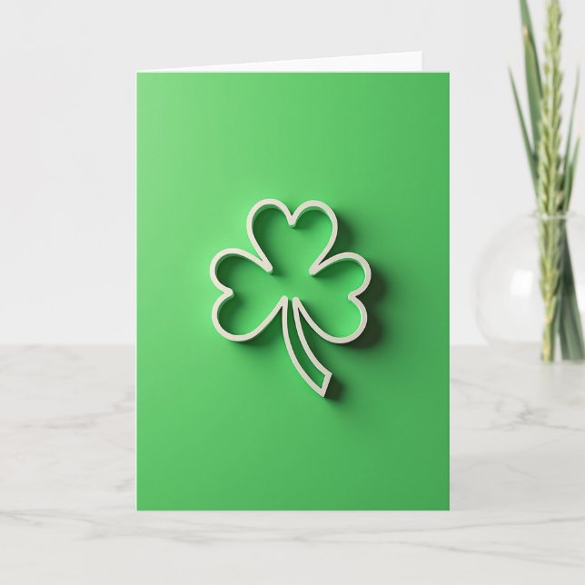 Emerald Shamrock White Outline Card (Front)