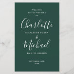 Emerald Signature Script Wedding Program<br><div class="desc">Emerald green signature script wedding program featuring chic modern typography,  this stylish wedding program can be personalized with your special wedding day information. Designed by Thisisnotme©</div>