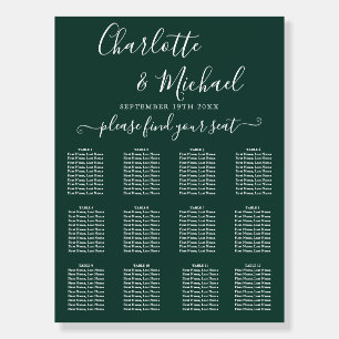 Emerald Signature Script Wedding Seating Chart Foam Board