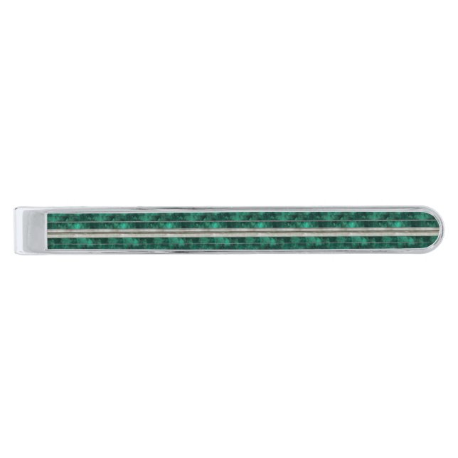 Emerald Silver Line Pattern Finish Tie Bar (Front)