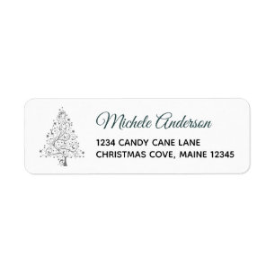 Emerald Silver Winter Holiday Return Address Label
