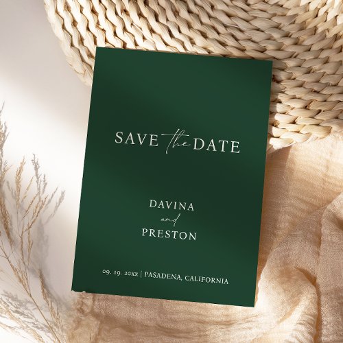 Emerald Simple Wedding Script Modern Photo  Save T Save The Date