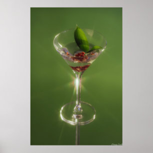 Emerald Sip: Botanical Garden Cocktail Art Poster
