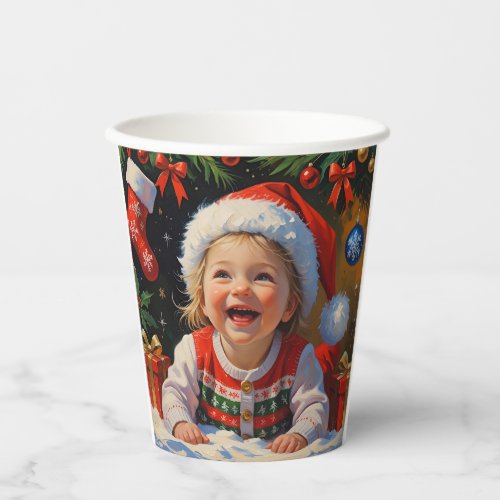 Emerald Smiple Cute Santa  Paper Cups