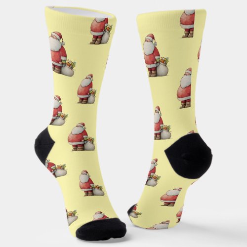 Emerald Smiple Cute Santa  Socks