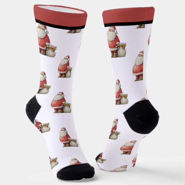 Emerald Smiple Cute Santa  Socks (Angled)