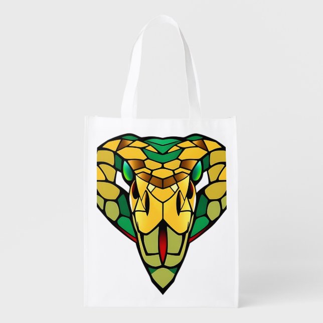 Emerald Snake Geometric Tote (Front)