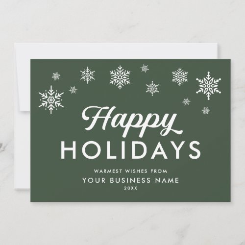 Emerald Snowflake Corporate Logo Happy Holidays Holiday Card