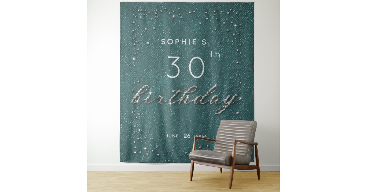 Emerald Sparkle Glitter Birthday Party Backdrop Zazzle