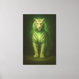 Emerald Spirit White Tiger – Forest Aura Divine Fa Canvas Print