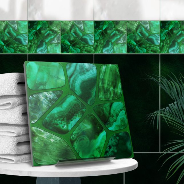 Emerald Spring - Cells collage N1 Ceramic Tile (Creator Uploaded)