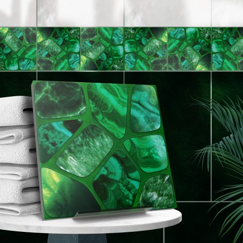 Emerald Spring _ Cells collage N2 Ceramic Tile