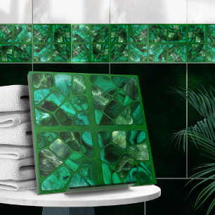 Emerald Spring - Cells collage N3 Ceramic Tile