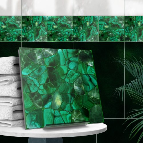Emerald Spring _ Cells collage N4 Ceramic Tile