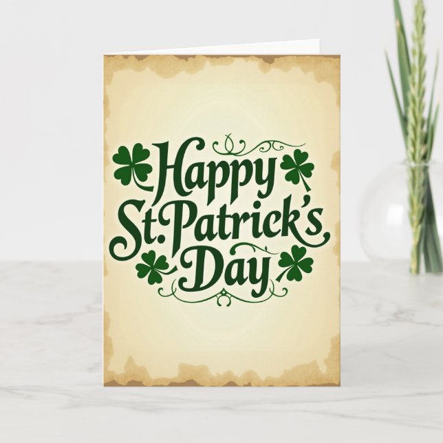 Emerald St Patricks Day Kraft Card (Front)