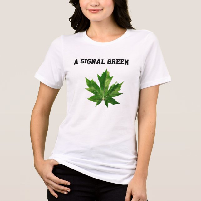 Emerald Stillness green leaf, maple leaf, Tri-Blend Shirt (Front)