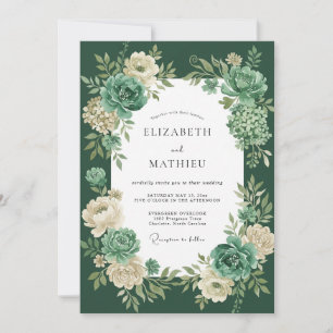 Emerald Succulent Eucalyptus Wedding Invitation