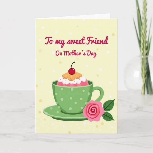 Emerald Teacup Mothers Day Card (Front)