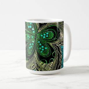Emerald Teal Mandala Flower Decorative Art Mug