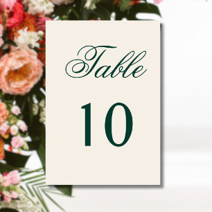 Emerald Text Ivory Old Money Budget Wedding Table Number