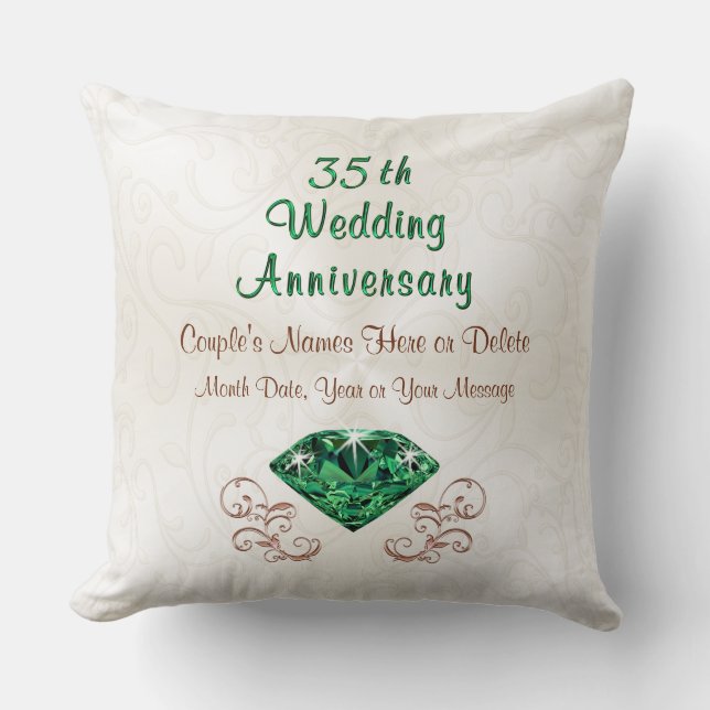 Emerald Themed Thirty Fifth Anniversary Gifts Throw Pillow (Front)