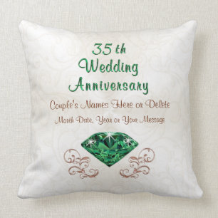Emerald Themed Thirty Fifth Anniversary Gifts Throw Pillow